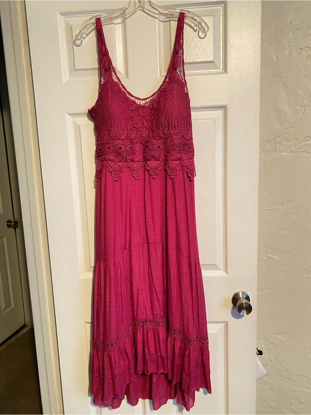 Women's Fuchsia Crochet Bodice Maxi Sundress